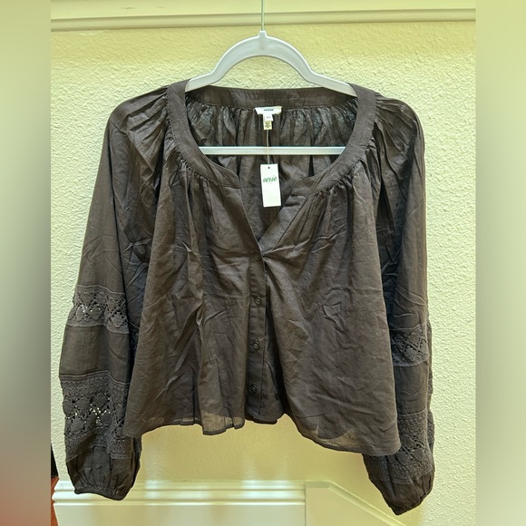 Aerie 100% Cotton Long Sleeve Crochet Button Down Shirt Size S - Picture 6 of 7